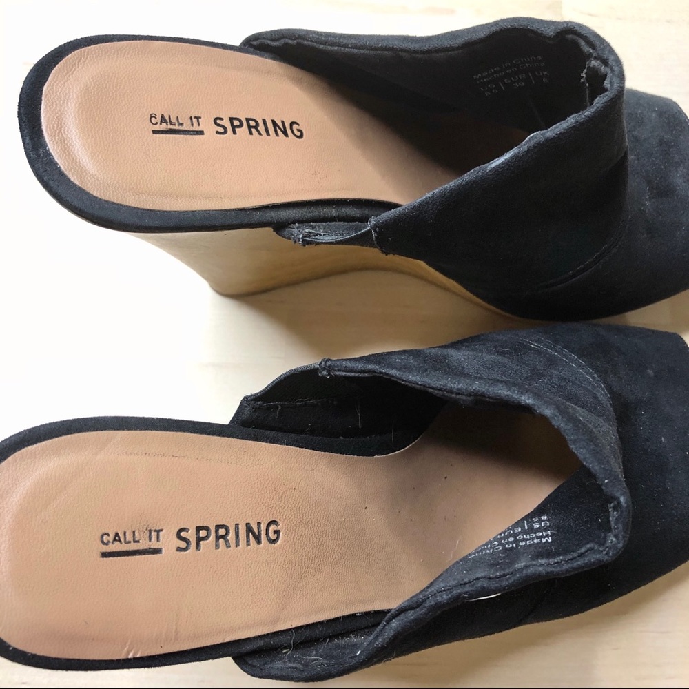 Call It Spring Black Platform Slide On Wedges - image 4
